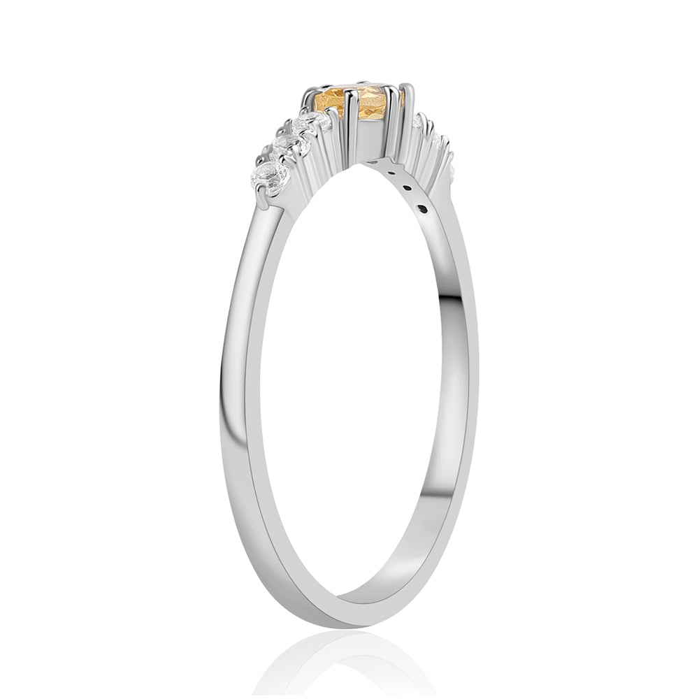 Anillo de Plata con Citrino y Topacio Blanco 2 