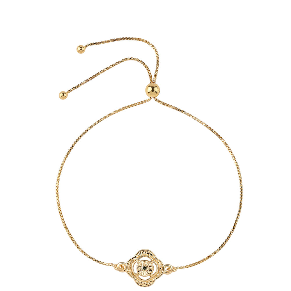 Pulsera de Plata Bañada en Oro con Diamante Verde