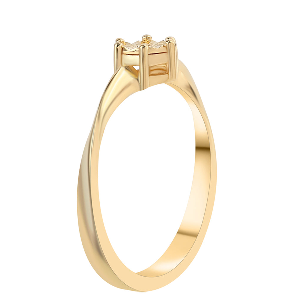 Anillo de Plata Bañada en Oro con Diamante Verde 2 