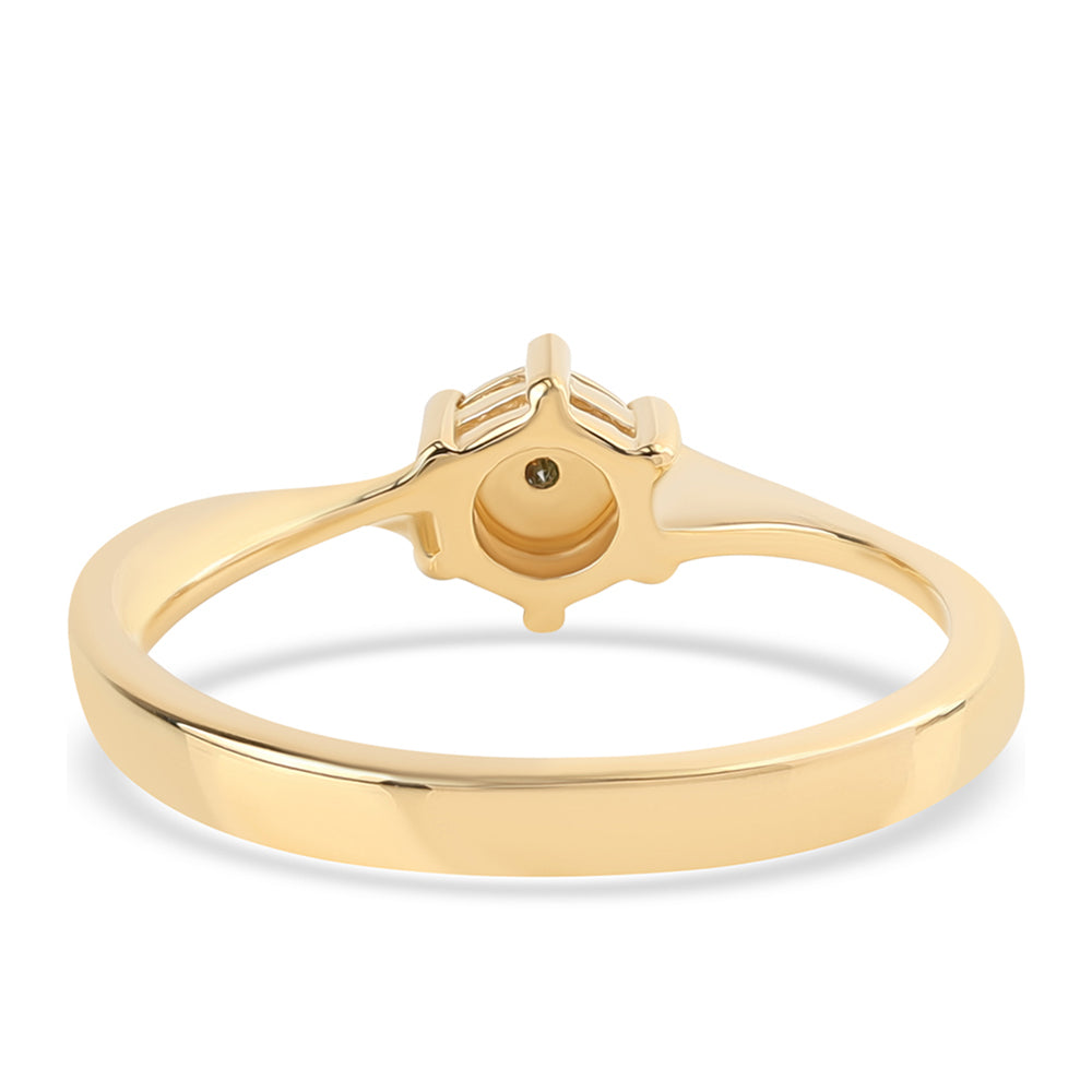 Anillo de Plata Bañada en Oro con Diamante Verde 3 