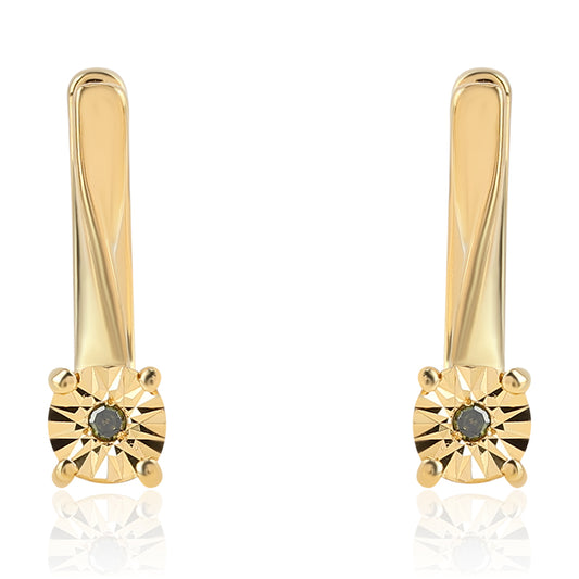 Pendientes de Plata Bañada en Oro con Diamante Verde