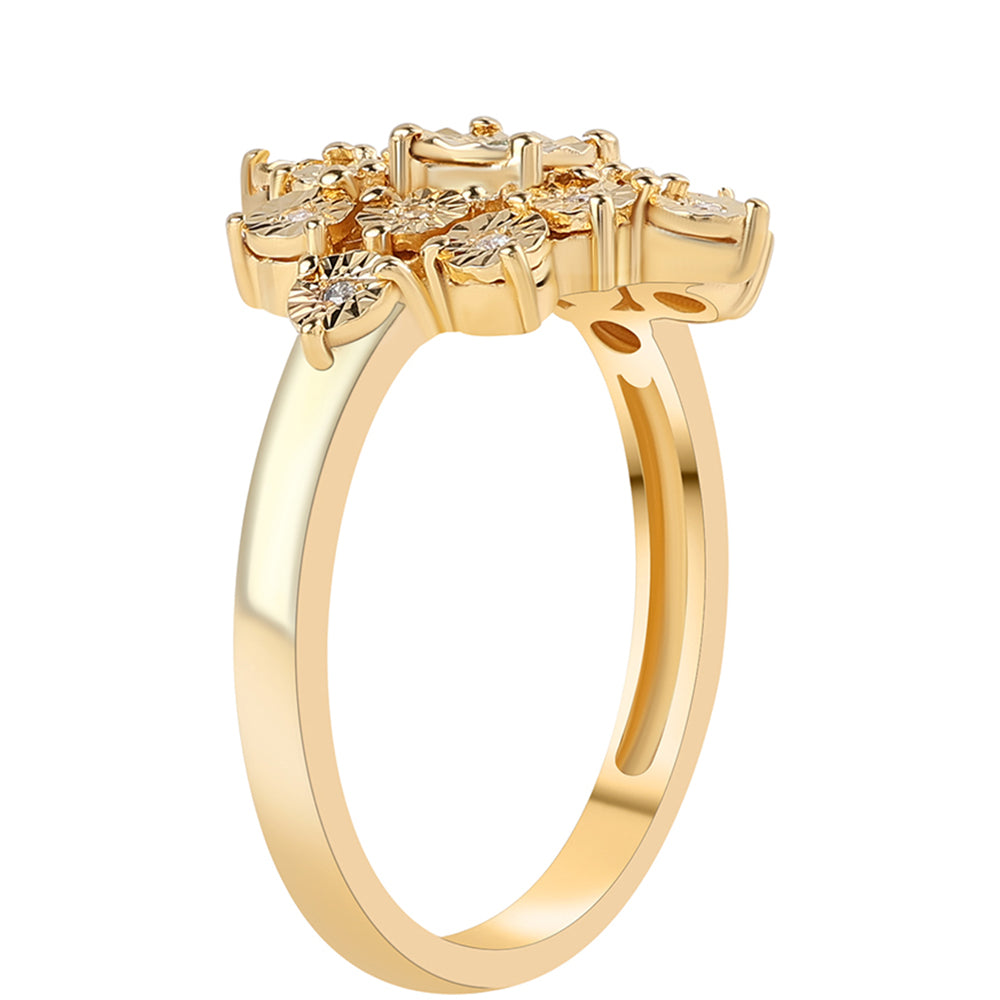 Anillo de Plata Bañada en Oro con Diamante Verde y Diamante blanco 2 