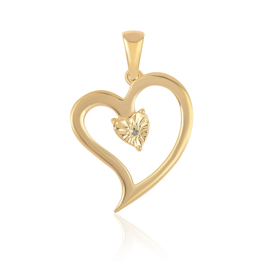 Colgante de Plata Bañada en Oro con Diamante Verde