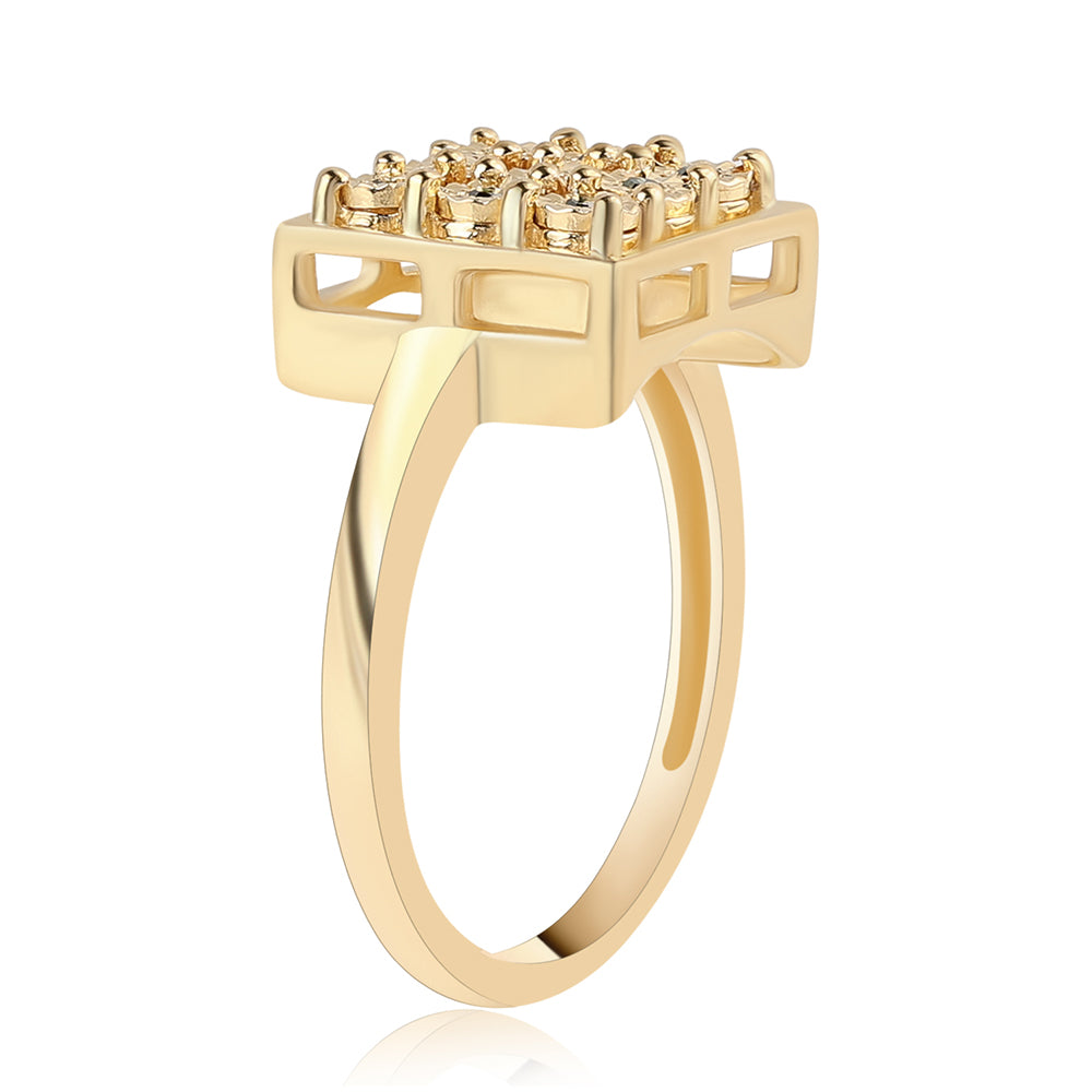 Anillo de Plata Bañada en Oro con Diamante Verde 2 
