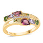 Anillo de Plata Bañada en Oro con Granate Rodolita y Tanzanita