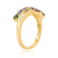 Anillo de Plata Bañada en Oro con Granate Rodolita y Tanzanita