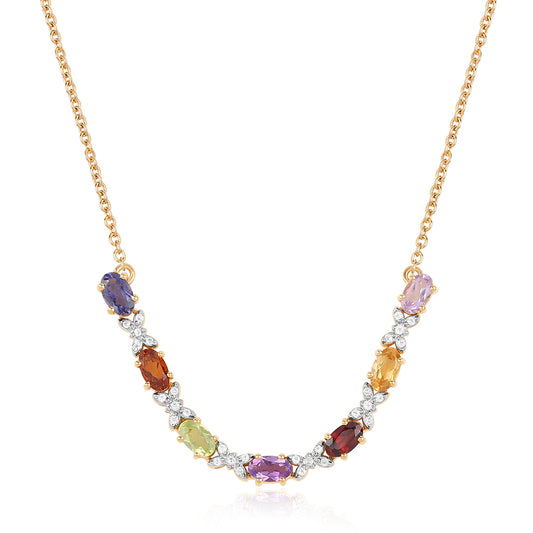 Collar de Plata Bañada en Oro con Amatista Rosa de Francia y Citrino