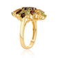 Anillo de Plata Bañada en Oro con Granate rojo y Peridoto