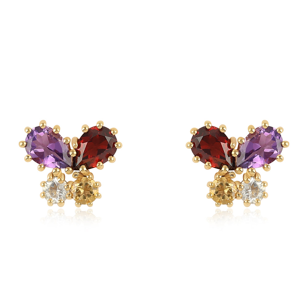 Pendientes de Plata Bañada en Oro con Amatista de Africa y Citrino