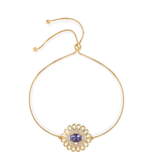 Pulsera de Plata Bañada en Oro con Lolita y Topacio Blanco