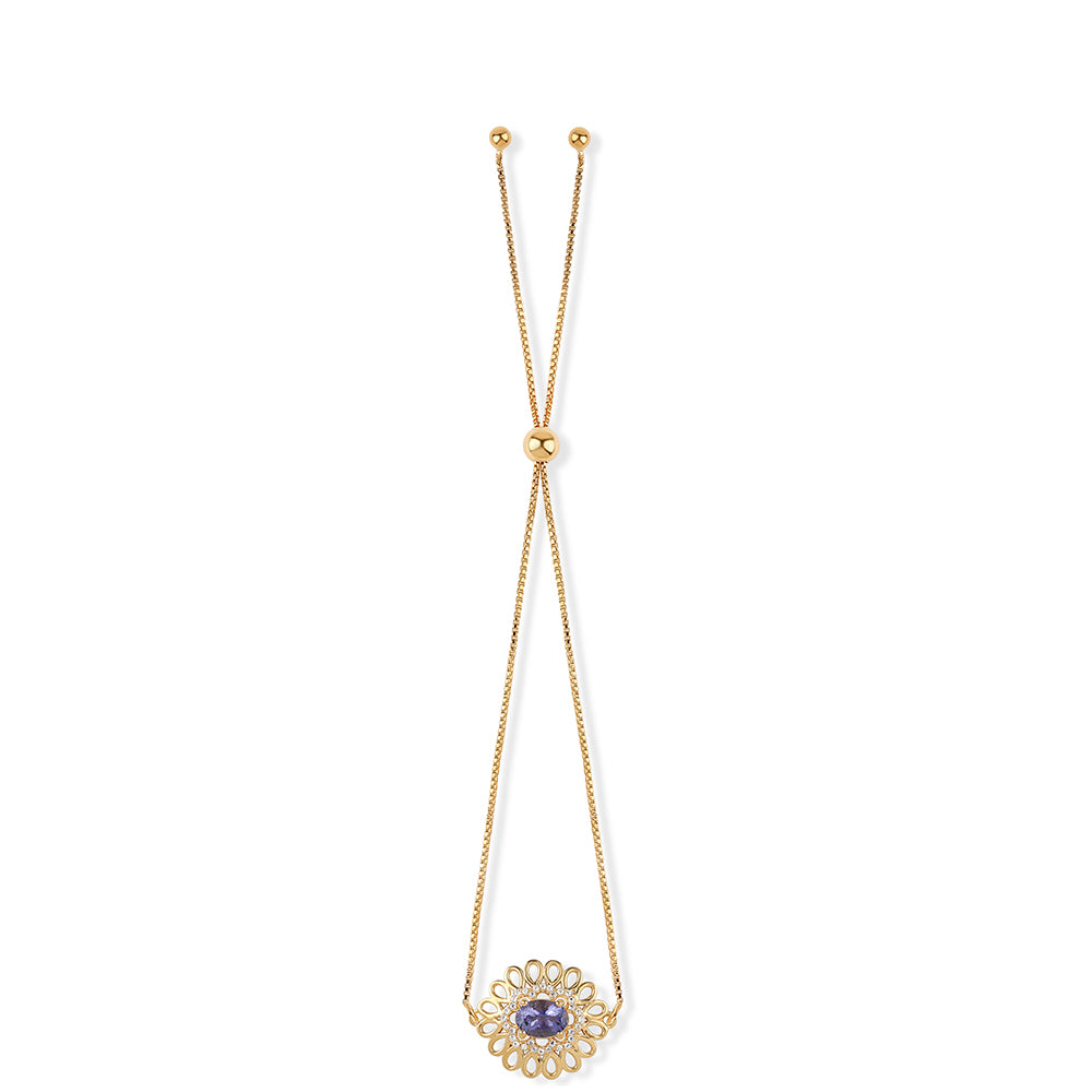 Pulsera de Plata Bañada en Oro con Lolita y Topacio Blanco 2 