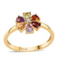 Anillo de Plata Bañada en Oro con Amatista Rosa de Francia y Granate rojo