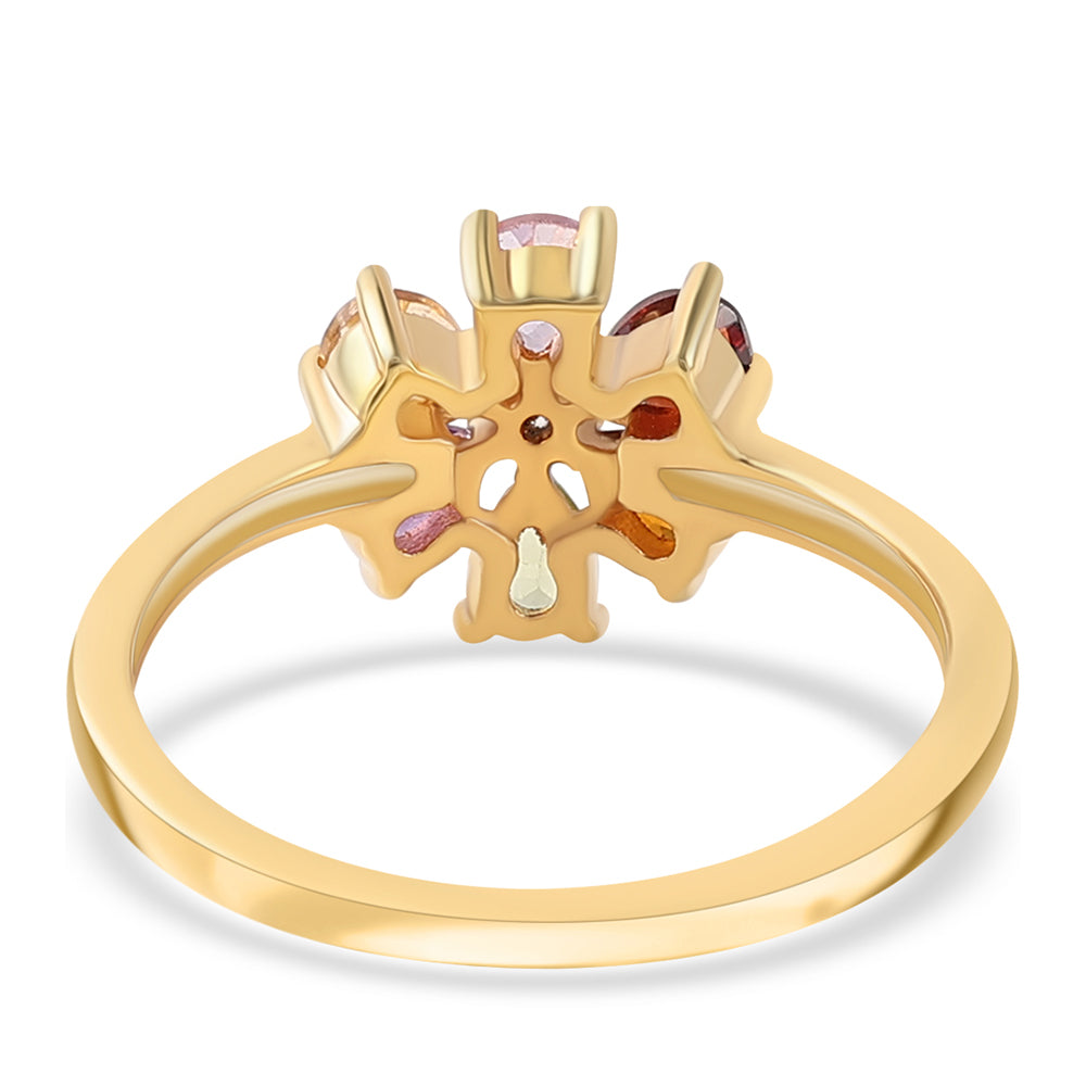 Anillo de Plata Bañada en Oro con Amatista Rosa de Francia y Granate rojo