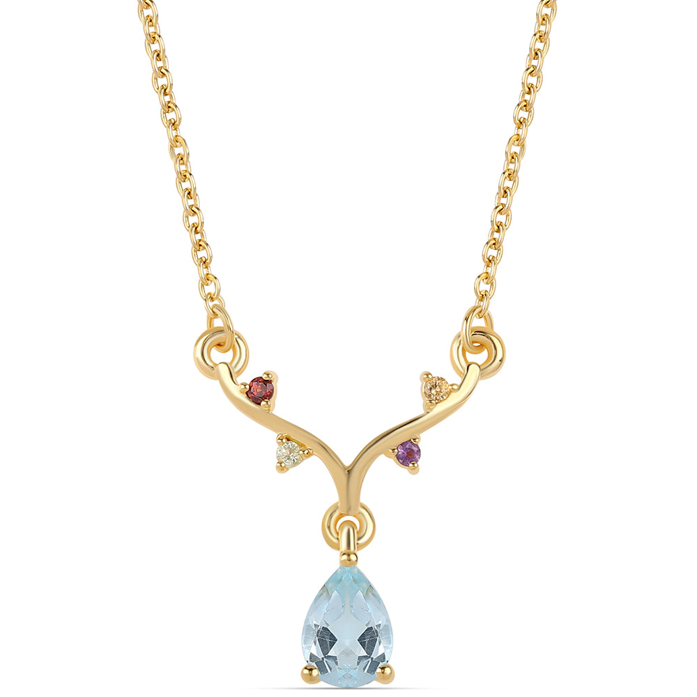 Collar de Plata Bañada en Oro con Granate rojo y Peridoto 1 