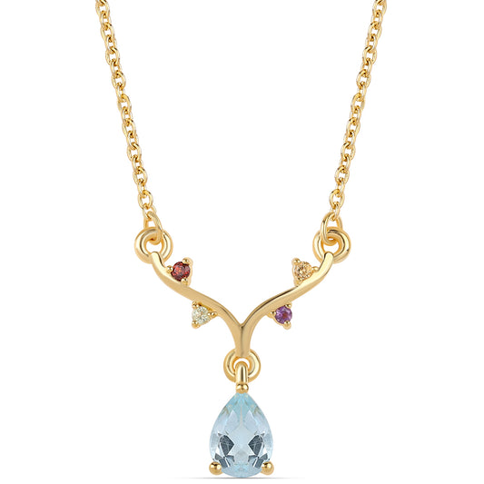 Collar de Plata Bañada en Oro con Granate rojo y Peridoto