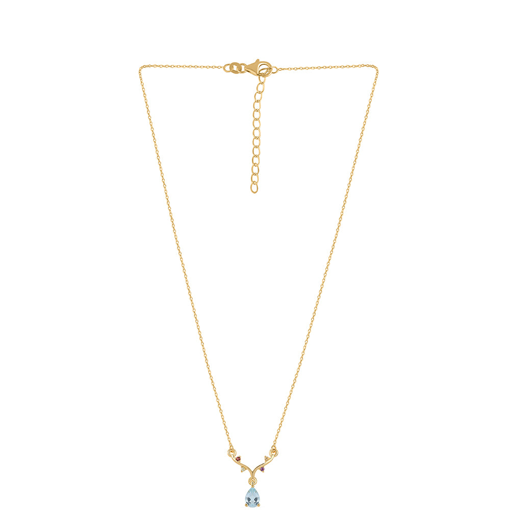 Collar de Plata Bañada en Oro con Granate rojo y Peridoto