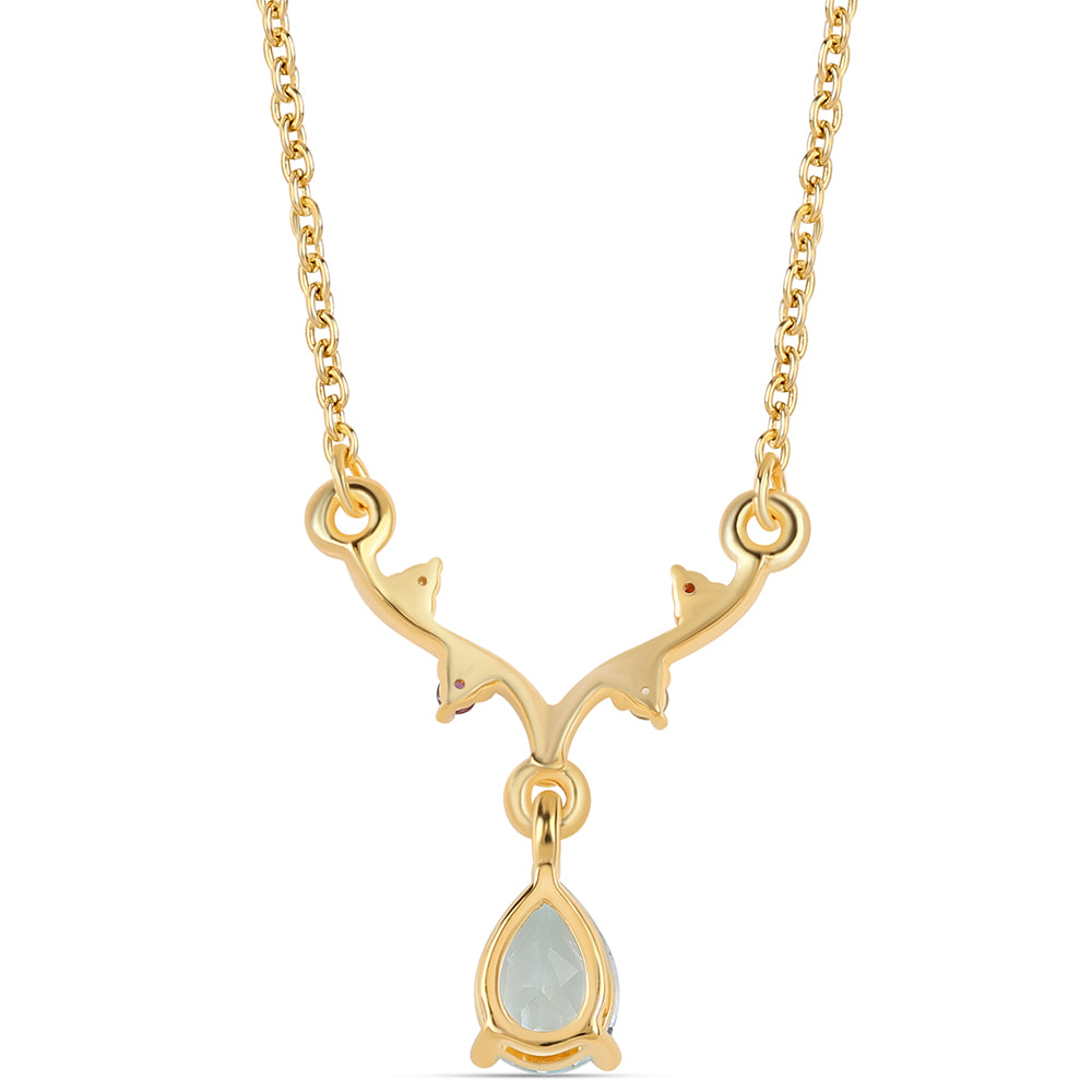 Collar de Plata Bañada en Oro con Granate rojo y Peridoto