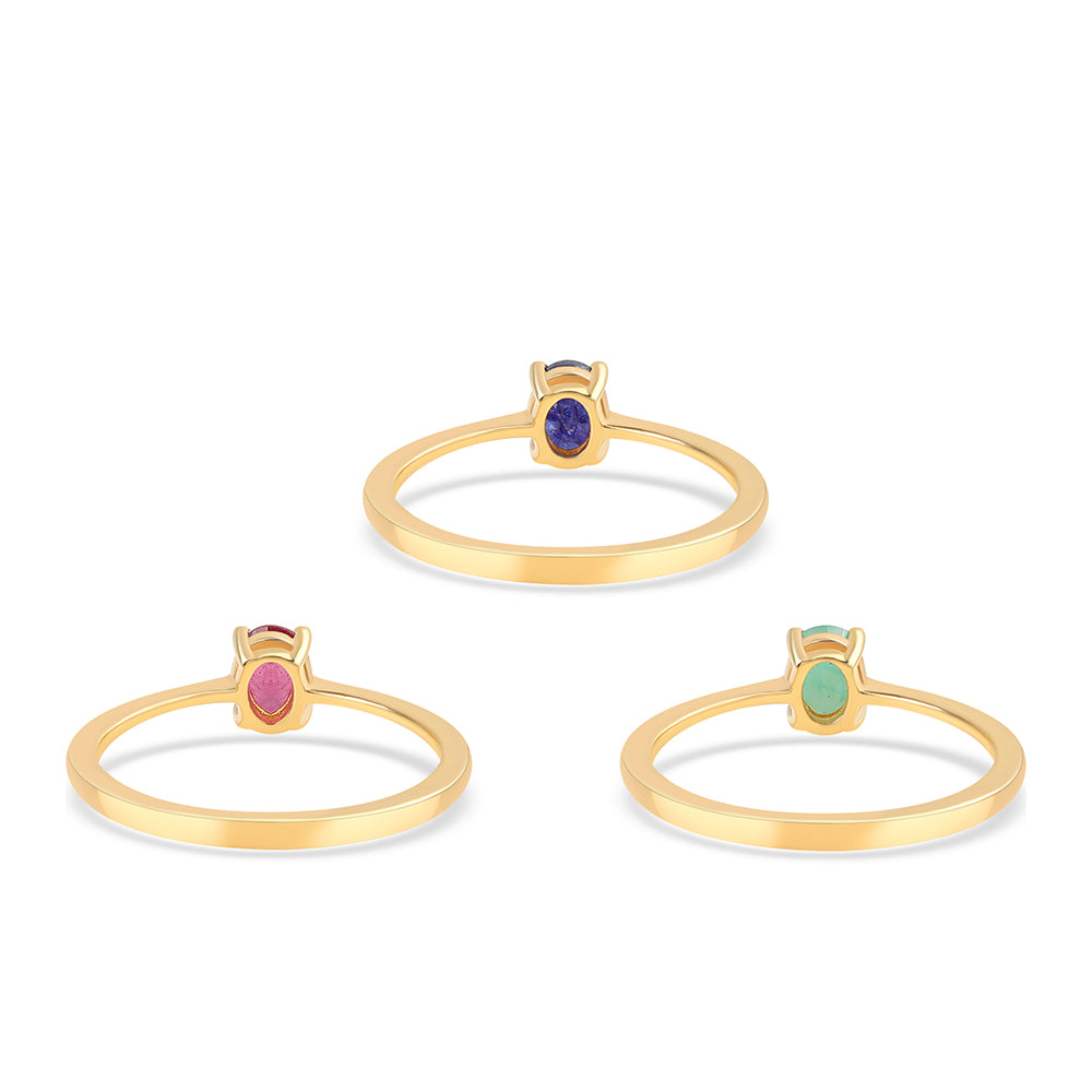 Conjunto de Plata Bañada en Oro con Rubí de Tailandia y Esmeralda de Brasil ( Anillo ) 2 