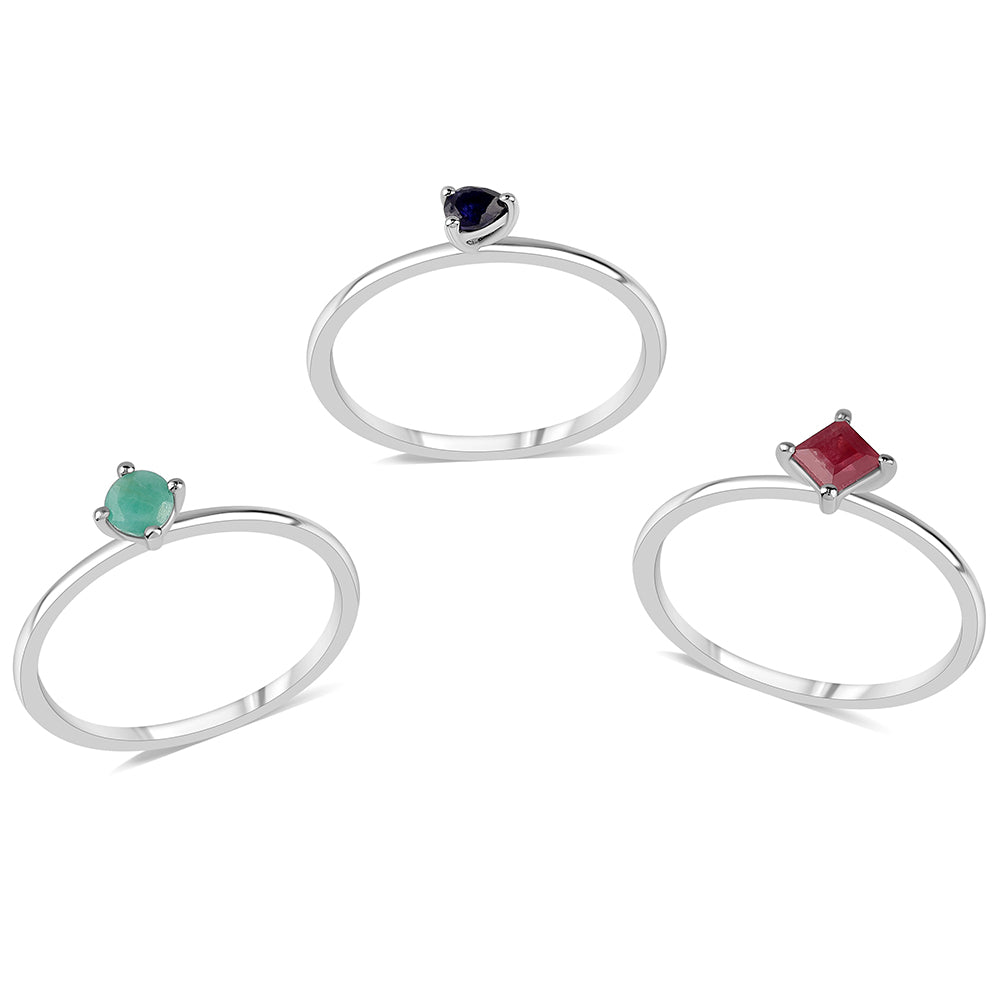 Conjunto de Plata con Rubí de Tailandia y Esmeralda de Brasil ( Anillo )