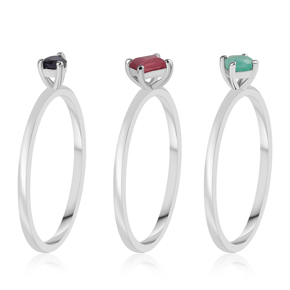 Conjunto de Plata con Rubí de Tailandia y Esmeralda de Brasil ( Anillo ) 3 