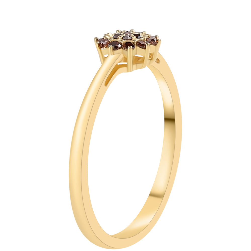 Anillo de Plata Bañada en Oro con Diamante Rojo 2 