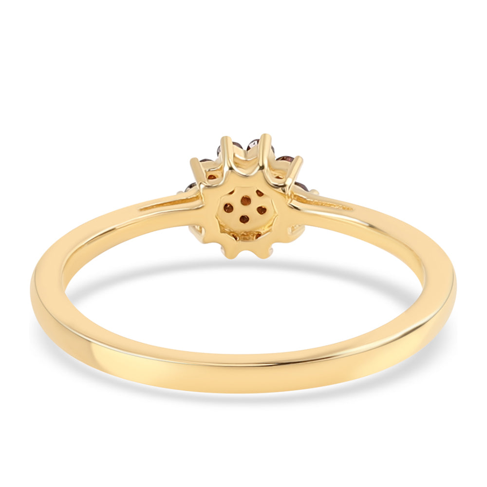 Anillo de Plata Bañada en Oro con Diamante Rojo 3 