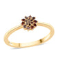 Anillo de Plata Bañada en Oro con Diamante Rojo