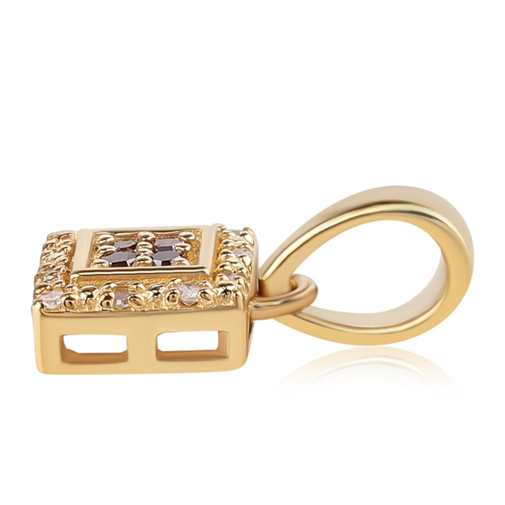 Colgante de Plata Bañada en Oro con Diamante Rojo y Diamante blanco 5 