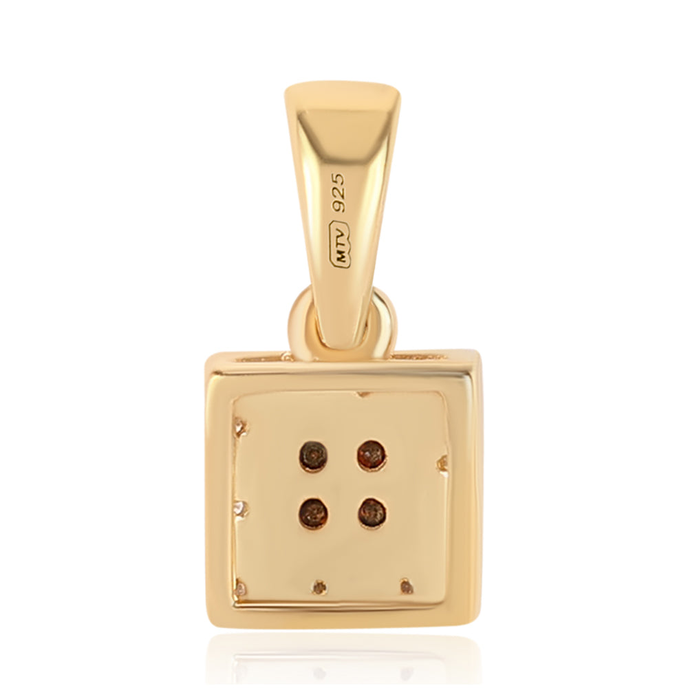 Colgante de Plata Bañada en Oro con Diamante Rojo y Diamante blanco 3 