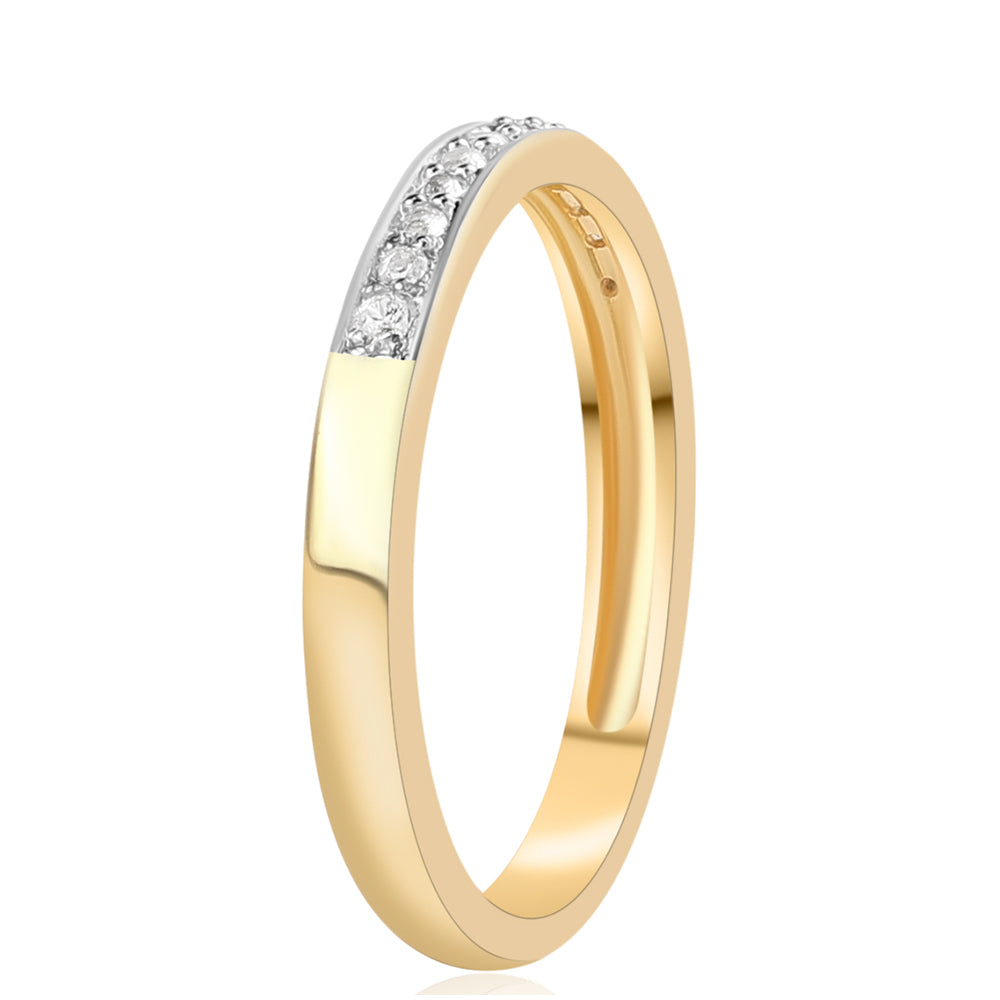 Anillo de Plata Bañada en Oro con Diamante Rojo y Topacio Blanco 5 