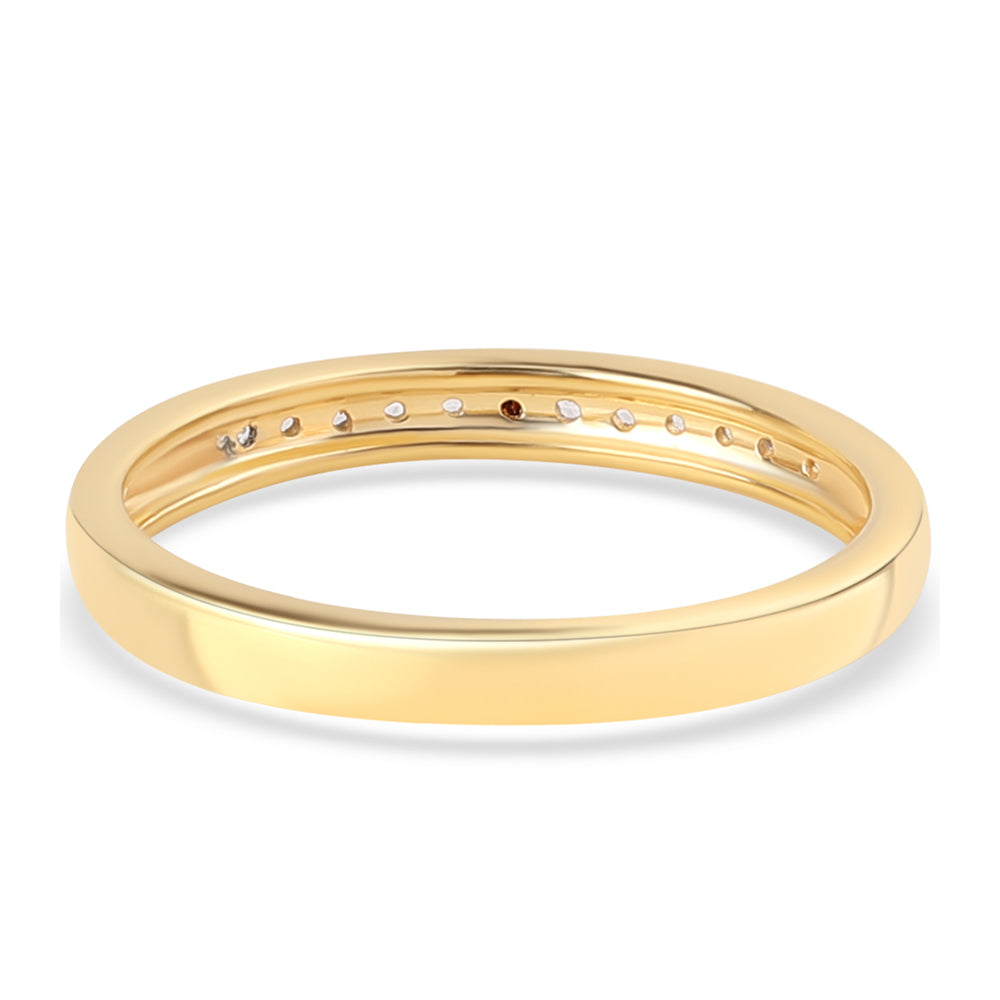 Anillo de Plata Bañada en Oro con Diamante Rojo y Topacio Blanco 6 
