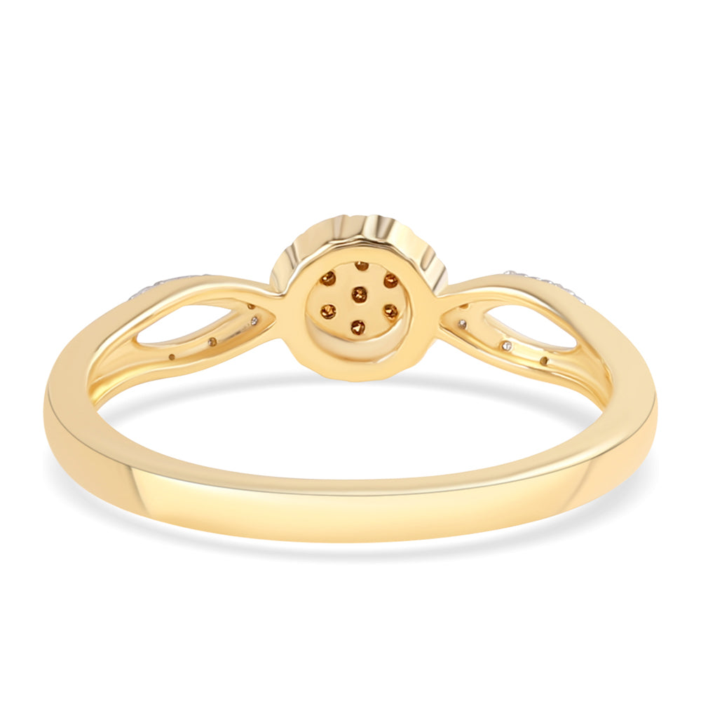 Anillo de Plata Bañada en Oro con Diamante Rojo y Diamante blanco