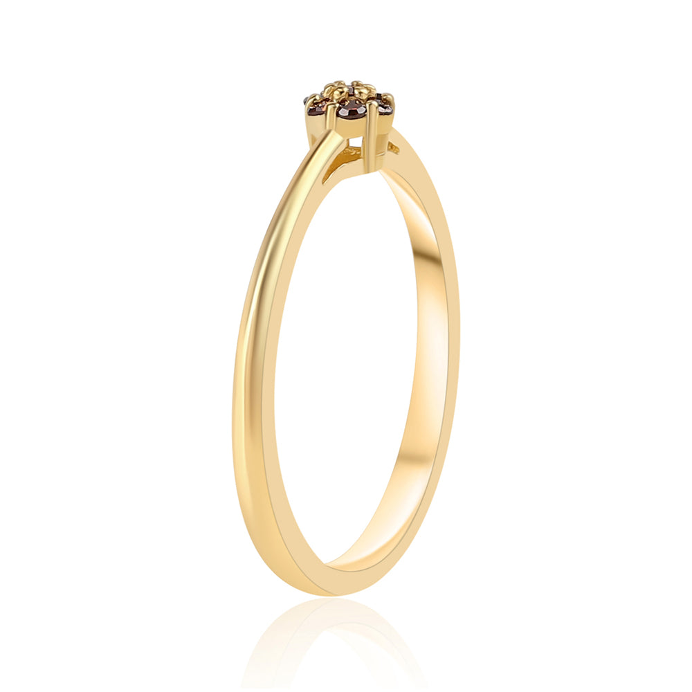 Anillo de Plata Bañada en Oro con Diamante Rojo 2 