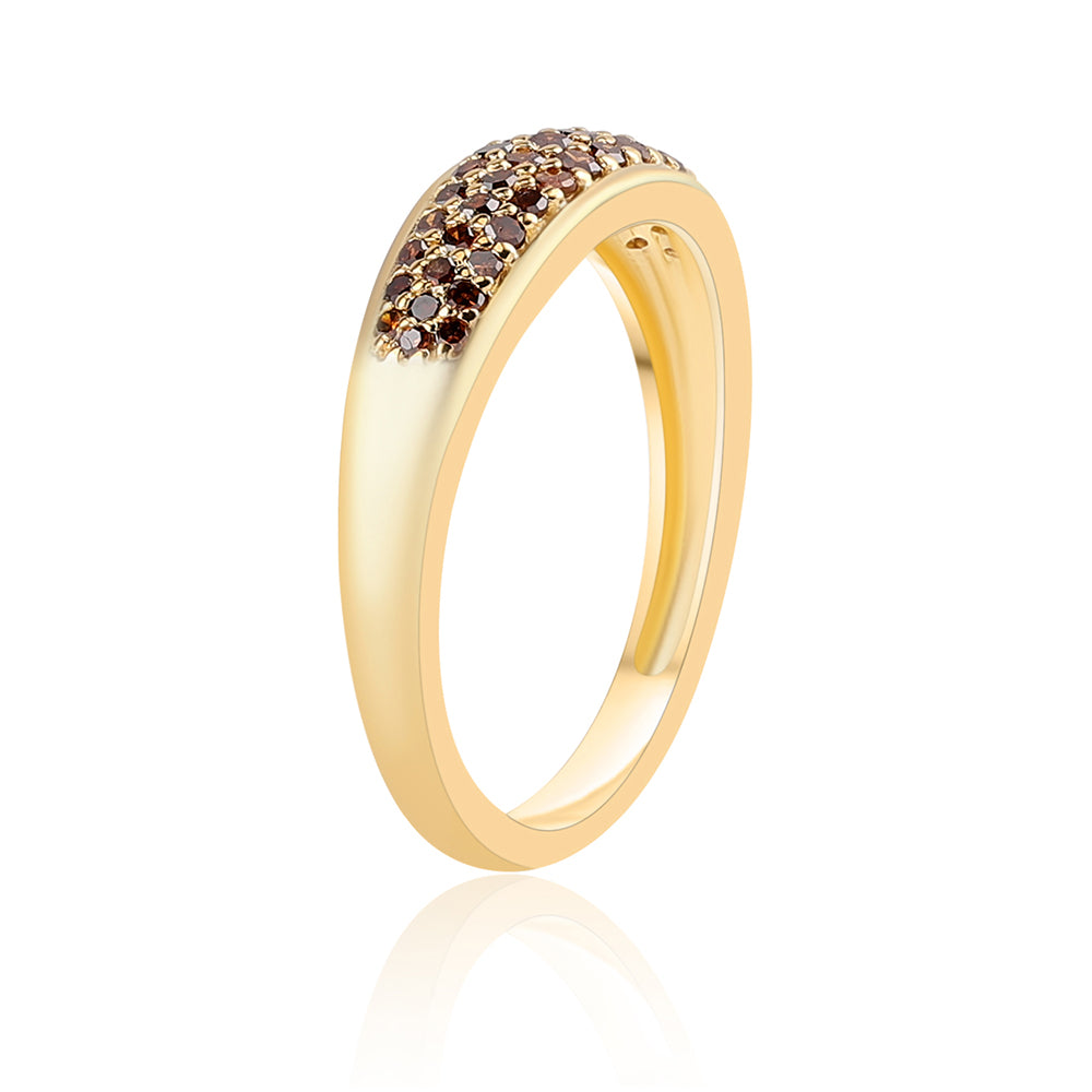 Anillo de Plata Bañada en Oro con Diamante Rojo 5 