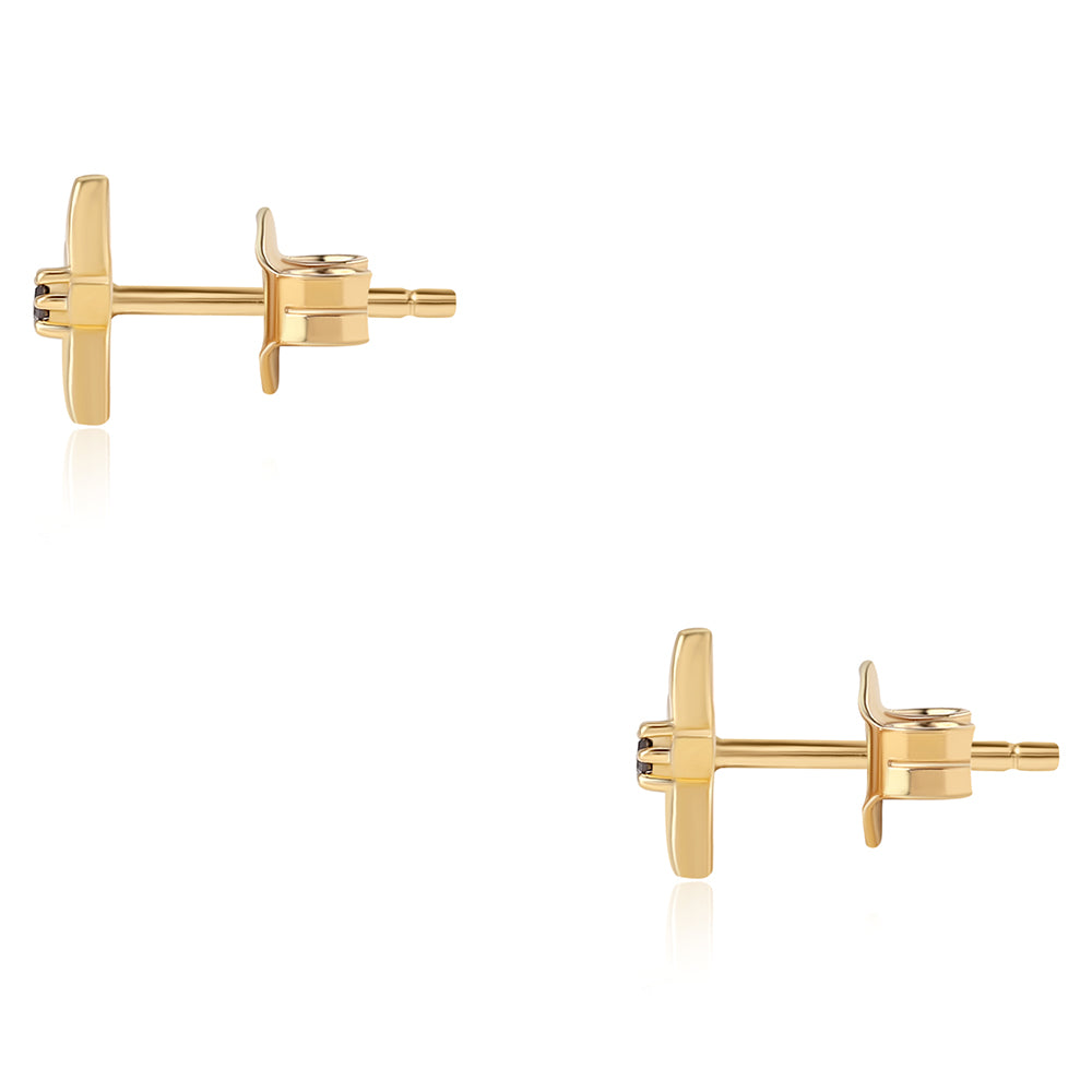 Pendientes de Plata Bañada en Oro con Diamante Rojo 6 