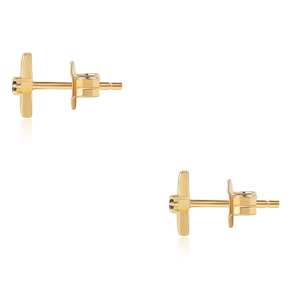 Pendientes de Plata Bañada en Oro con Diamante Rojo 3 