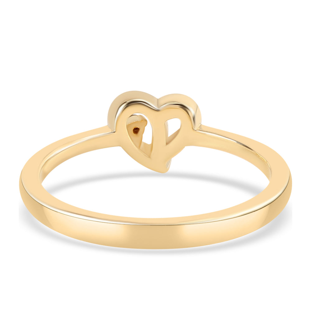 Anillo de Plata Bañada en Oro con Diamante Rojo y Diamante blanco 6 