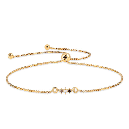 Pulsera de Plata Bañada en Oro con Diamante Rojo y Diamante blanco