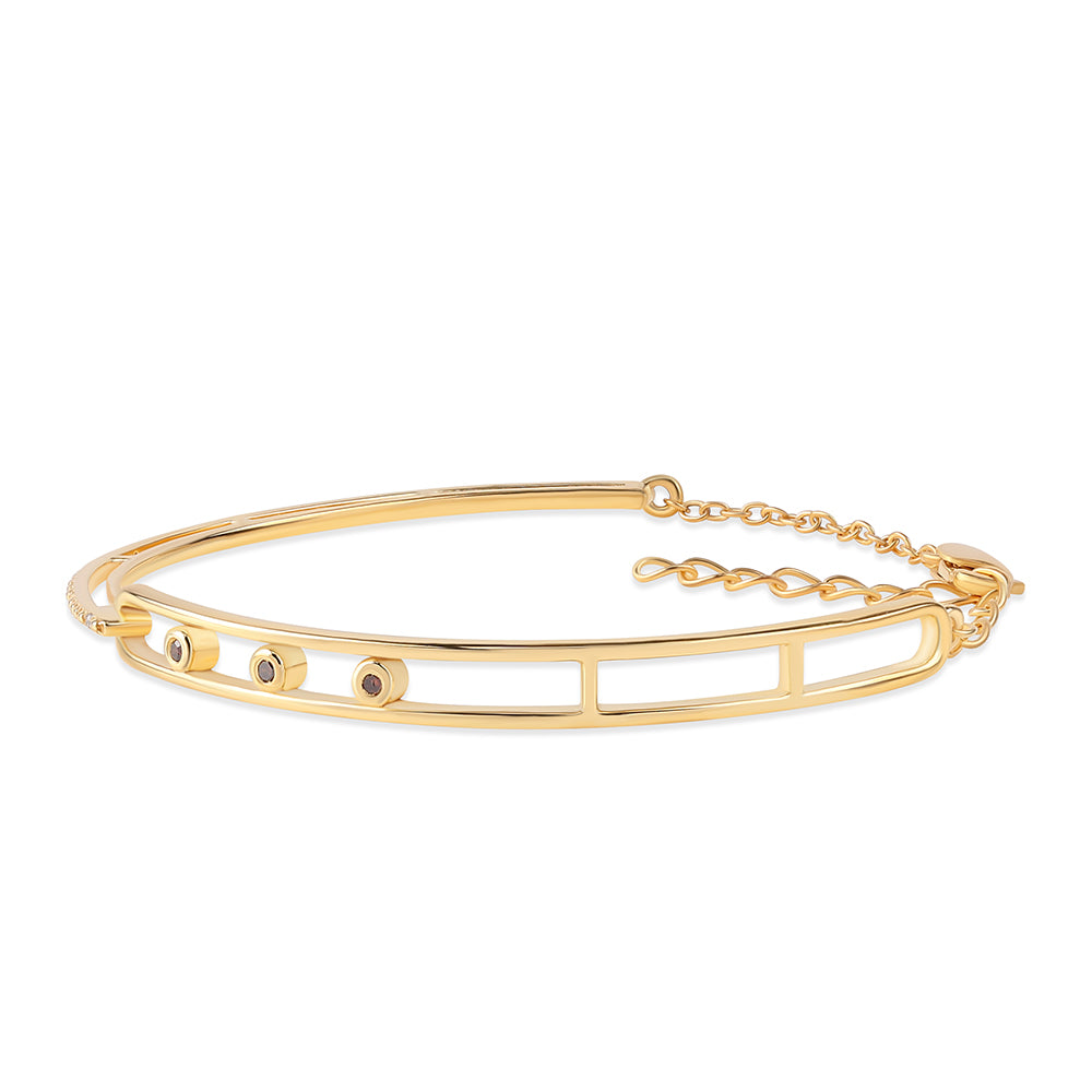 Pulsera de Plata Bañada en Oro con Diamante Rojo y Diamante blanco