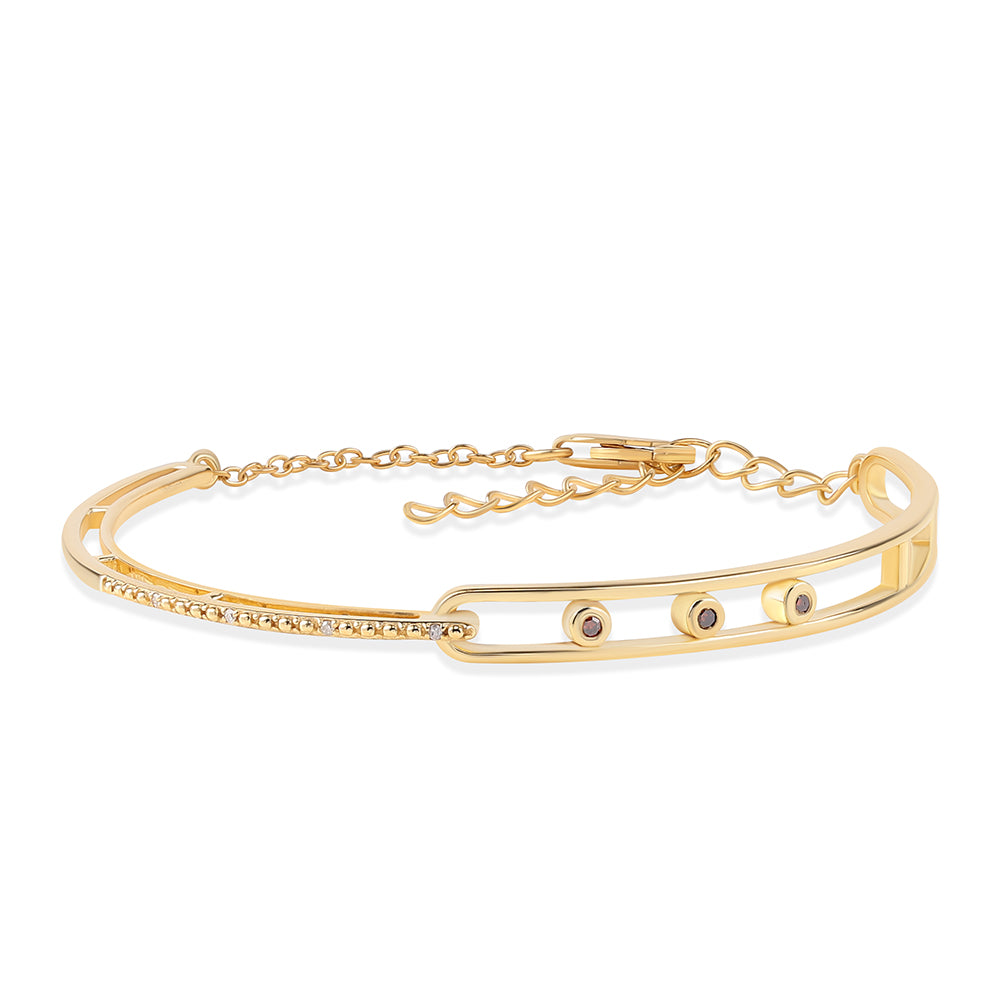 Pulsera de Plata Bañada en Oro con Diamante Rojo y Diamante blanco 4 