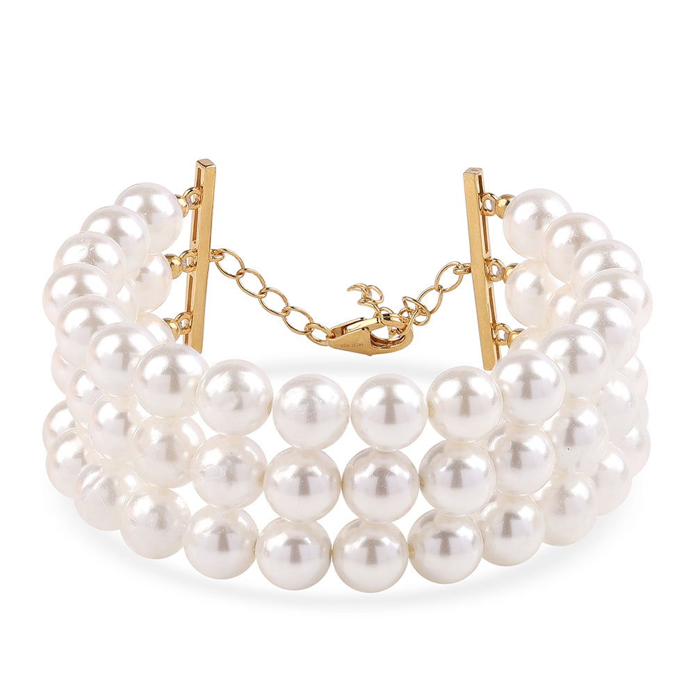 Pulsera de Plata Bañada en Oro con Perla blanca de agua dulce 1 