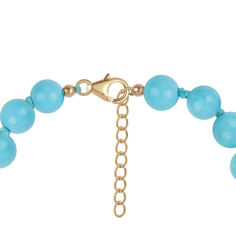 Conjunto de Plata Bañada en Oro con Turquesa Bella Durmiente ( Collar +Pulsera ) 3 