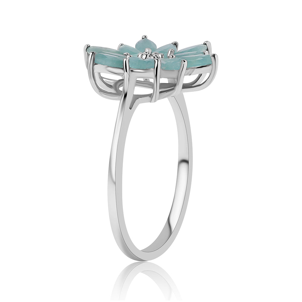 Anillo de Plata con Grandidierita y Topacio Blanco 3 