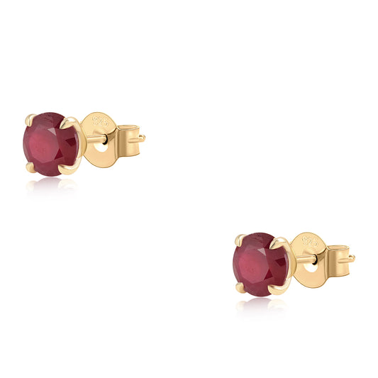 Pendientes de Plata Bañada en Oro con Rubí de Mozambique