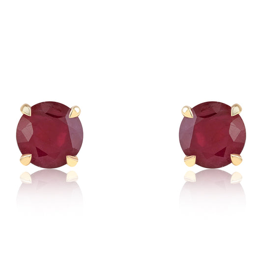 Pendientes de Plata Bañada en Oro con Rubí de Mozambique