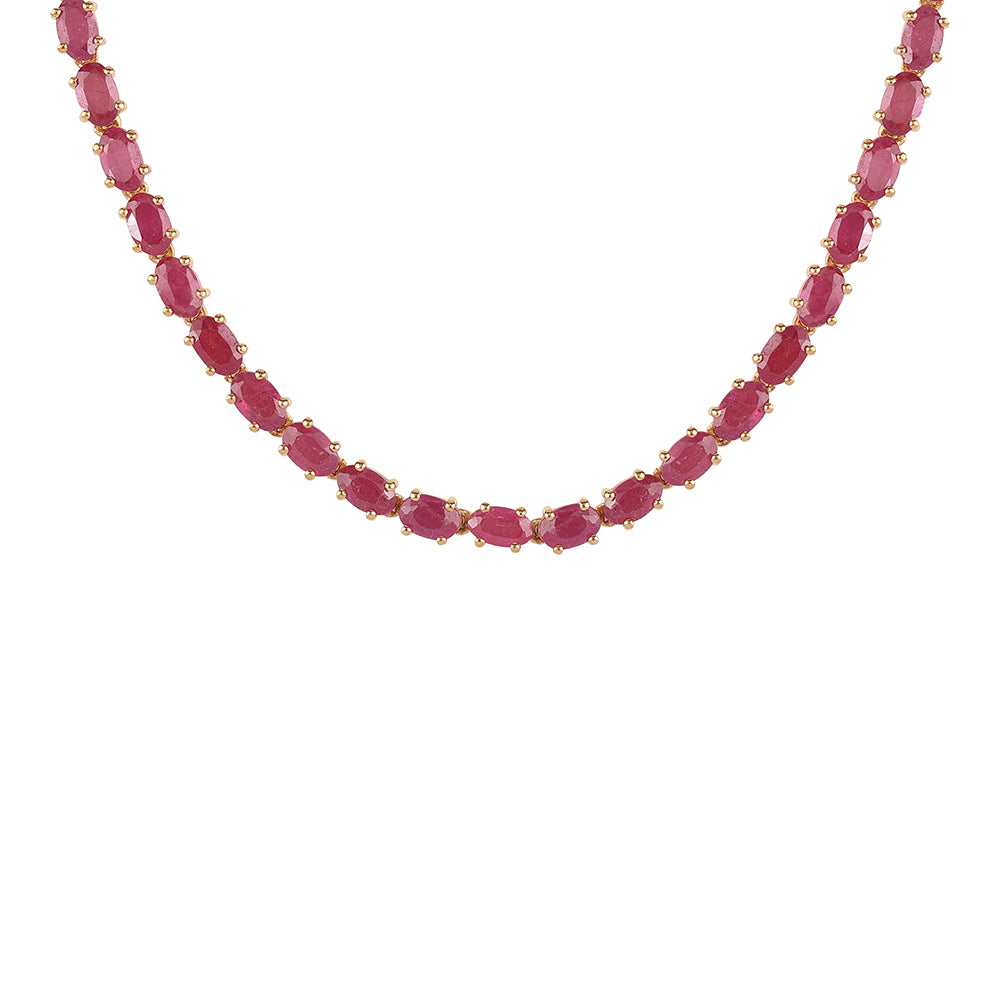 Collar de Plata Bañada en Oro con Rubí de Mozambique