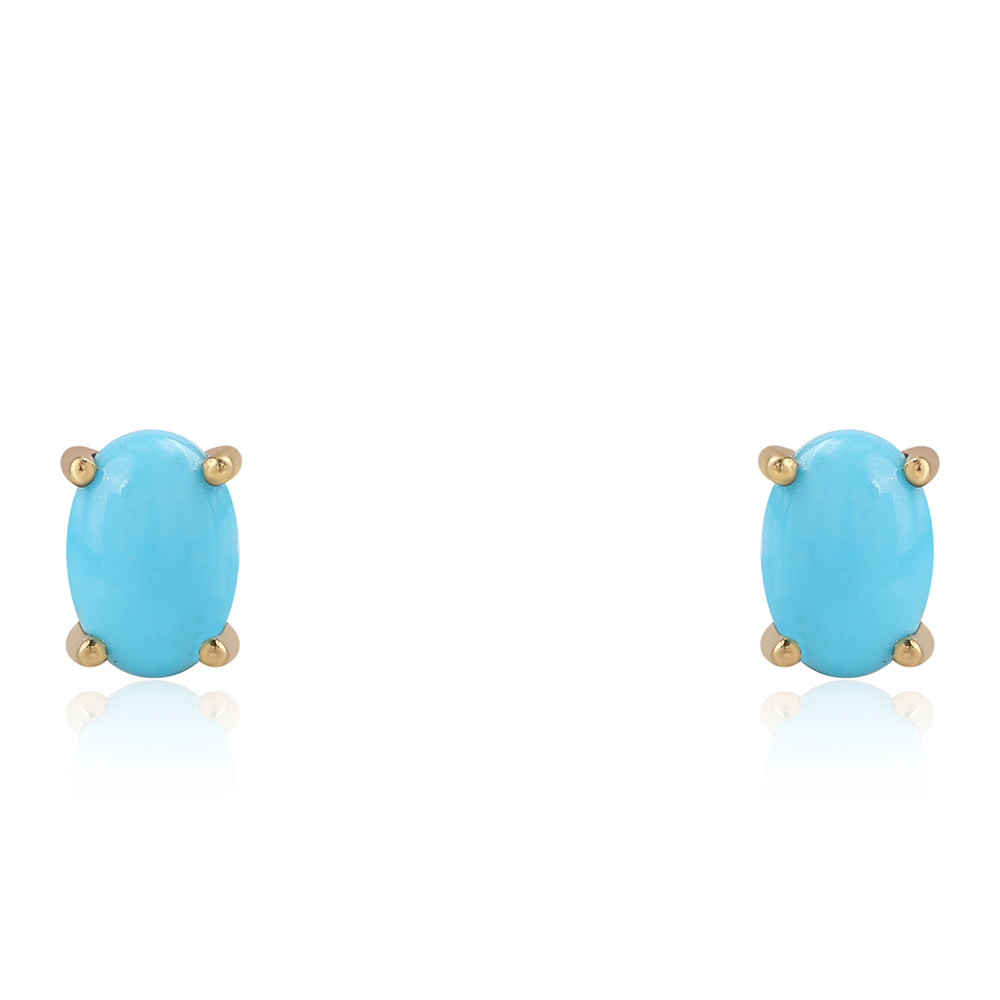 Pendientes de Plata Bañada en Oro con Turquesa Bella Durmiente