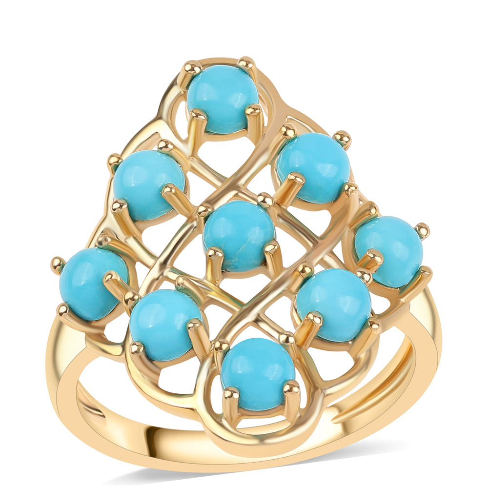 Anillo de Plata Bañada en Oro con Turquesa Bella Durmiente 1 