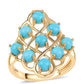 Anillo de Plata Bañada en Oro con Turquesa Bella Durmiente