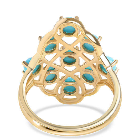 Anillo de Plata Bañada en Oro con Turquesa Bella Durmiente